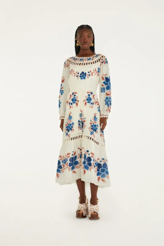 Sand Renata Floral Drawstring Cut-Out Maxi Dress sold by FARM Rio