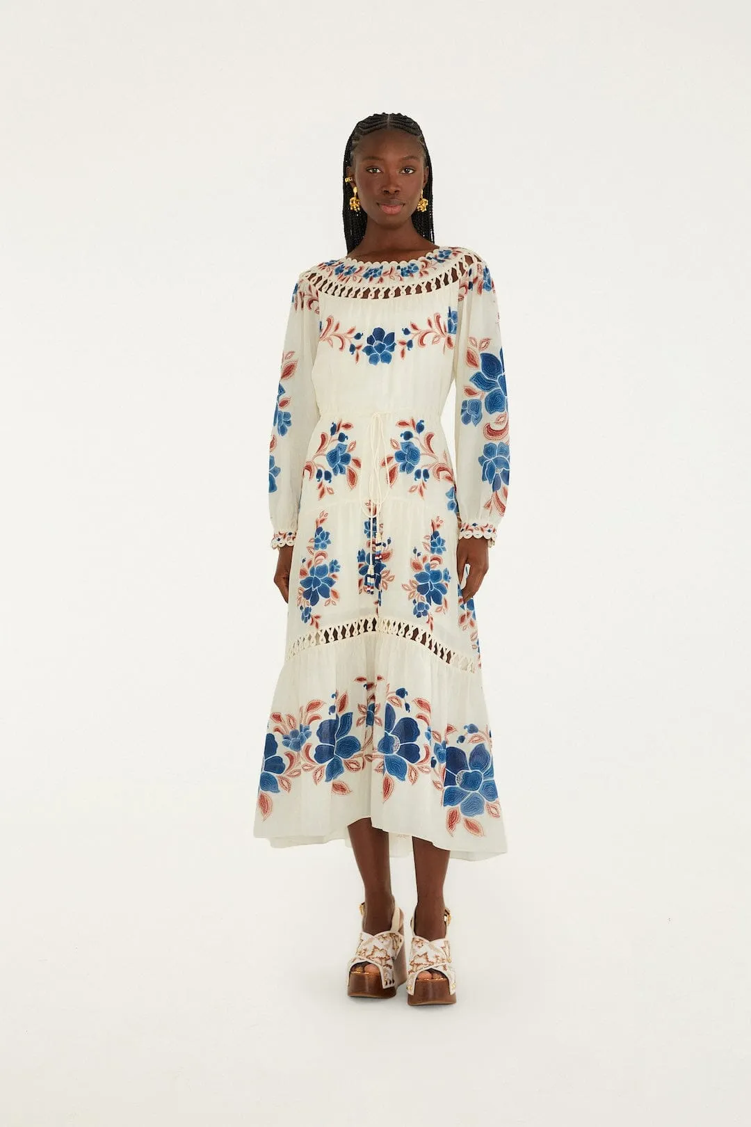 Sand Renata Floral Drawstring Cut-Out Maxi Dress sold by FARM Rio