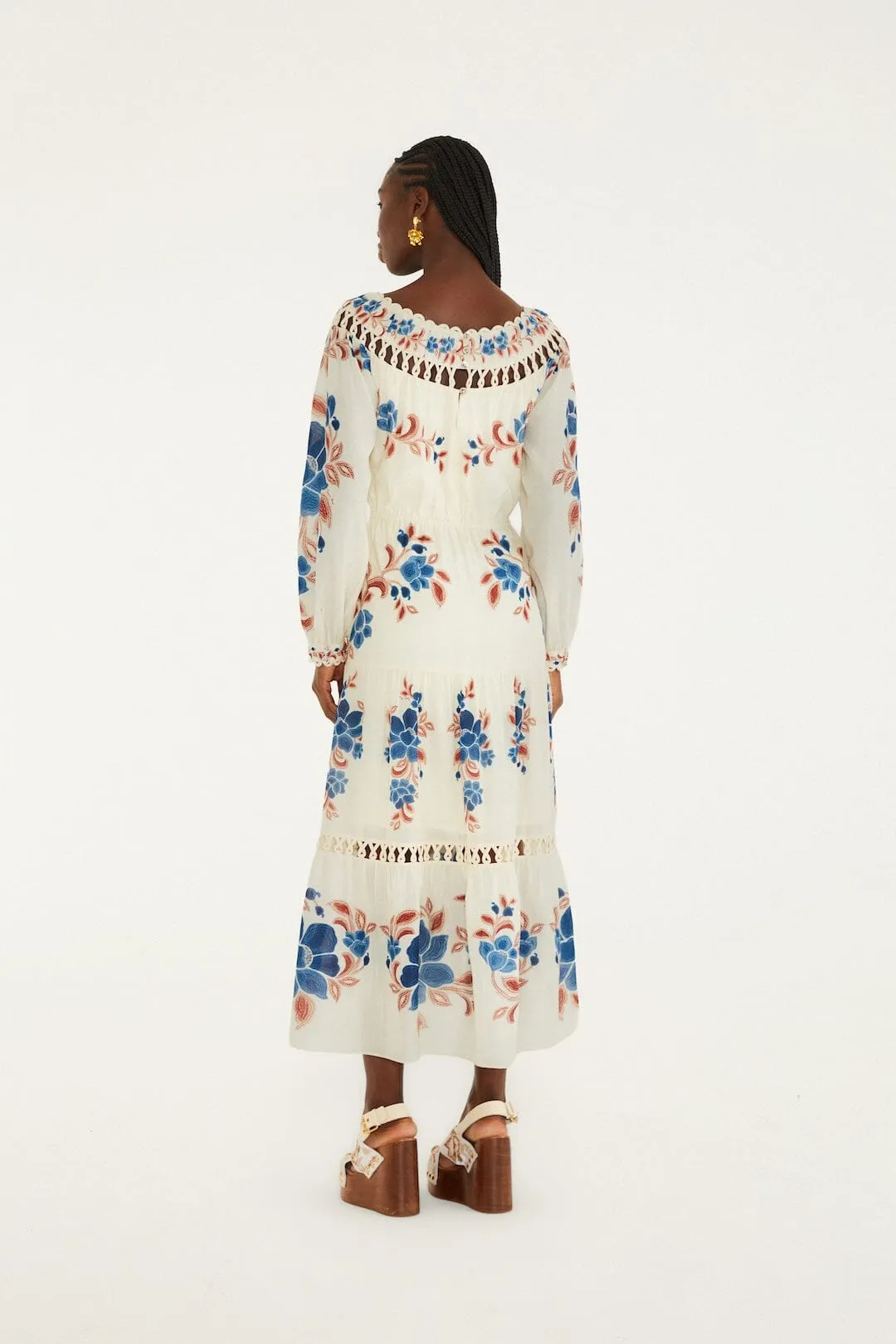 Sand Renata Floral Drawstring Cut-Out Maxi Dress sold by FARM Rio product image thumbnail 3