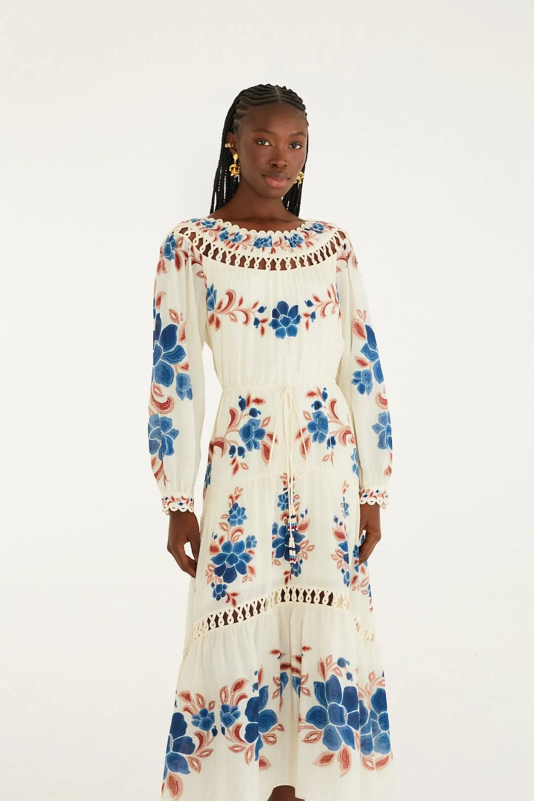 Sand Renata Floral Drawstring Cut-Out Maxi Dress sold by FARM Rio product image thumbnail 4