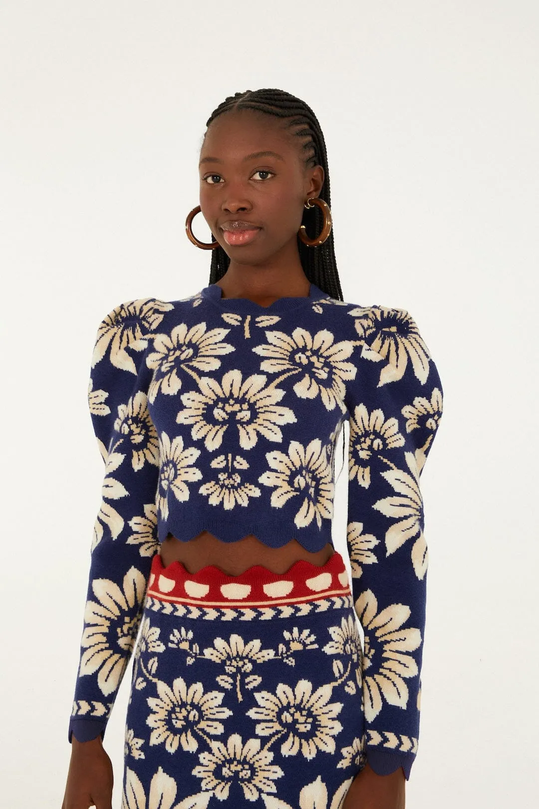 Blue Luna Puff Sleeve Knit Top sold by FARM Rio