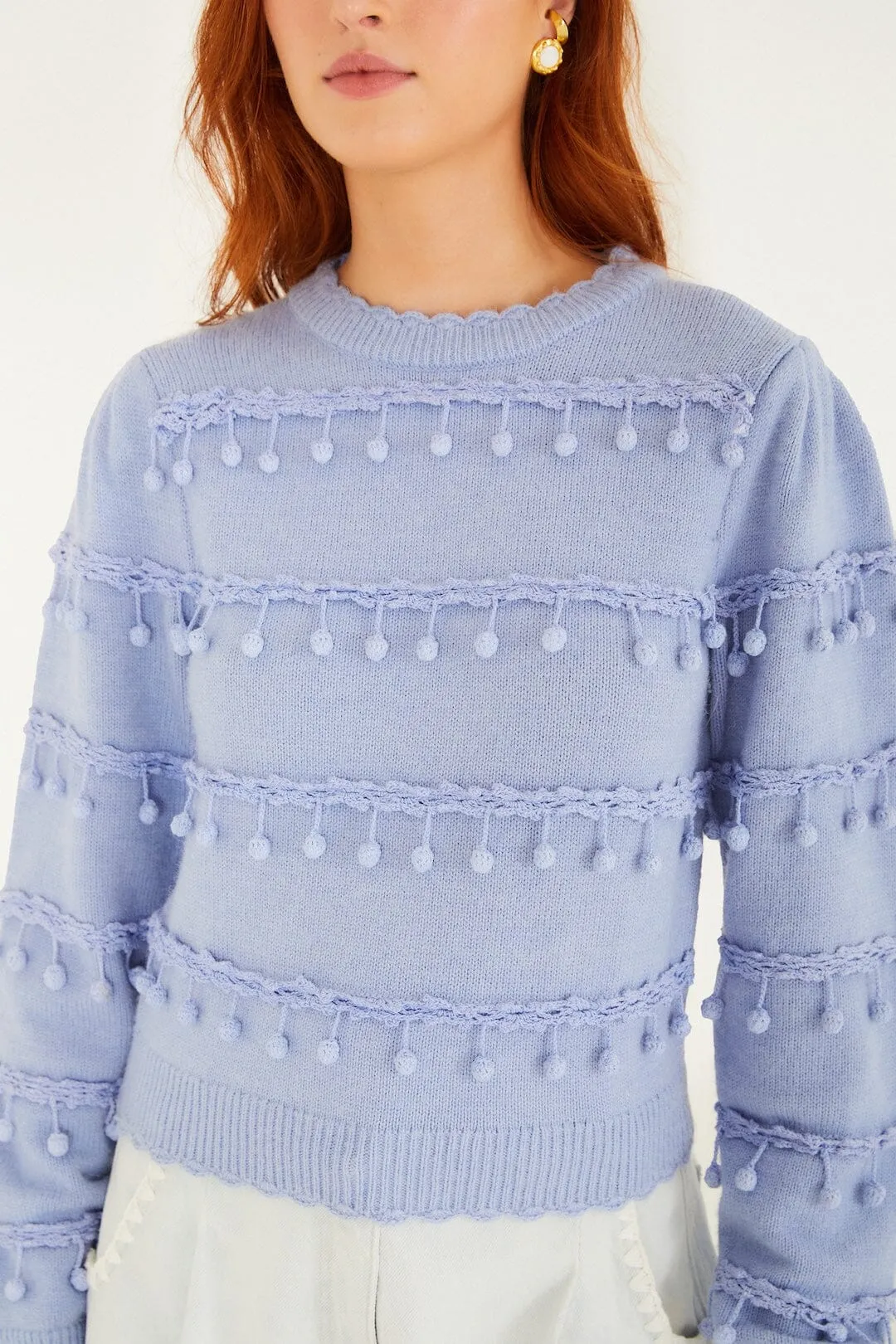 Blue Bubble Trim Knit Sweater sold by FARM Rio product image thumbnail 2