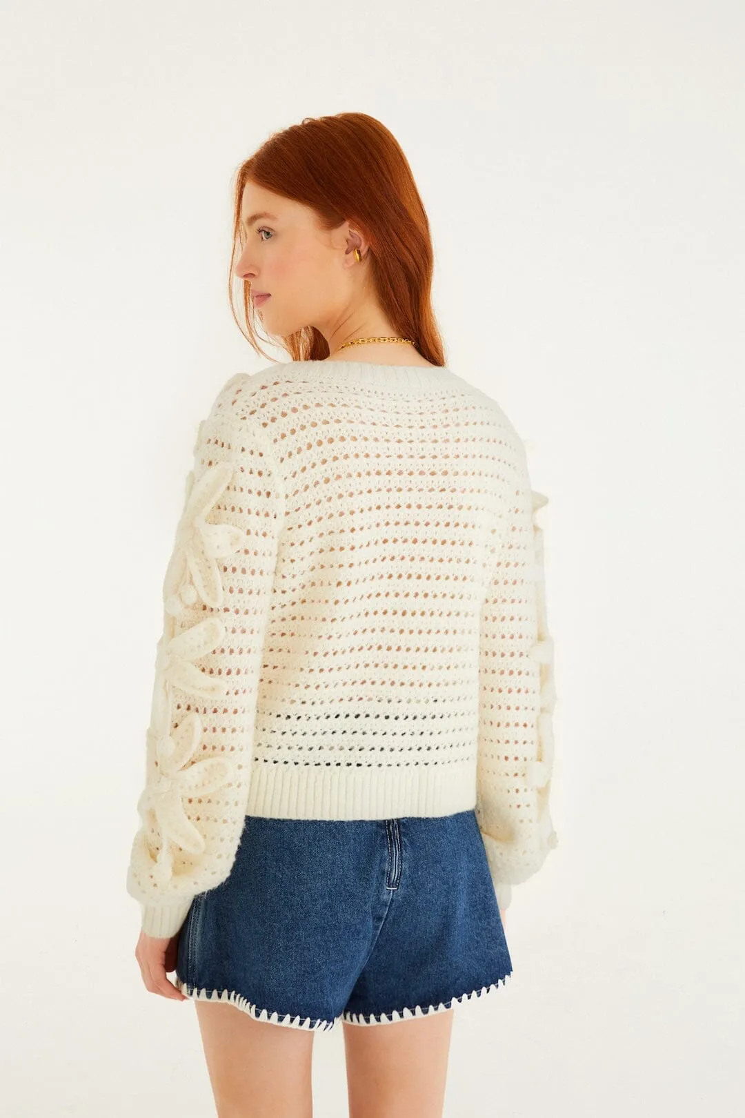 Off-White Crochet 3d Flowers Knit Cardigan sold by FARM Rio product image thumbnail 3