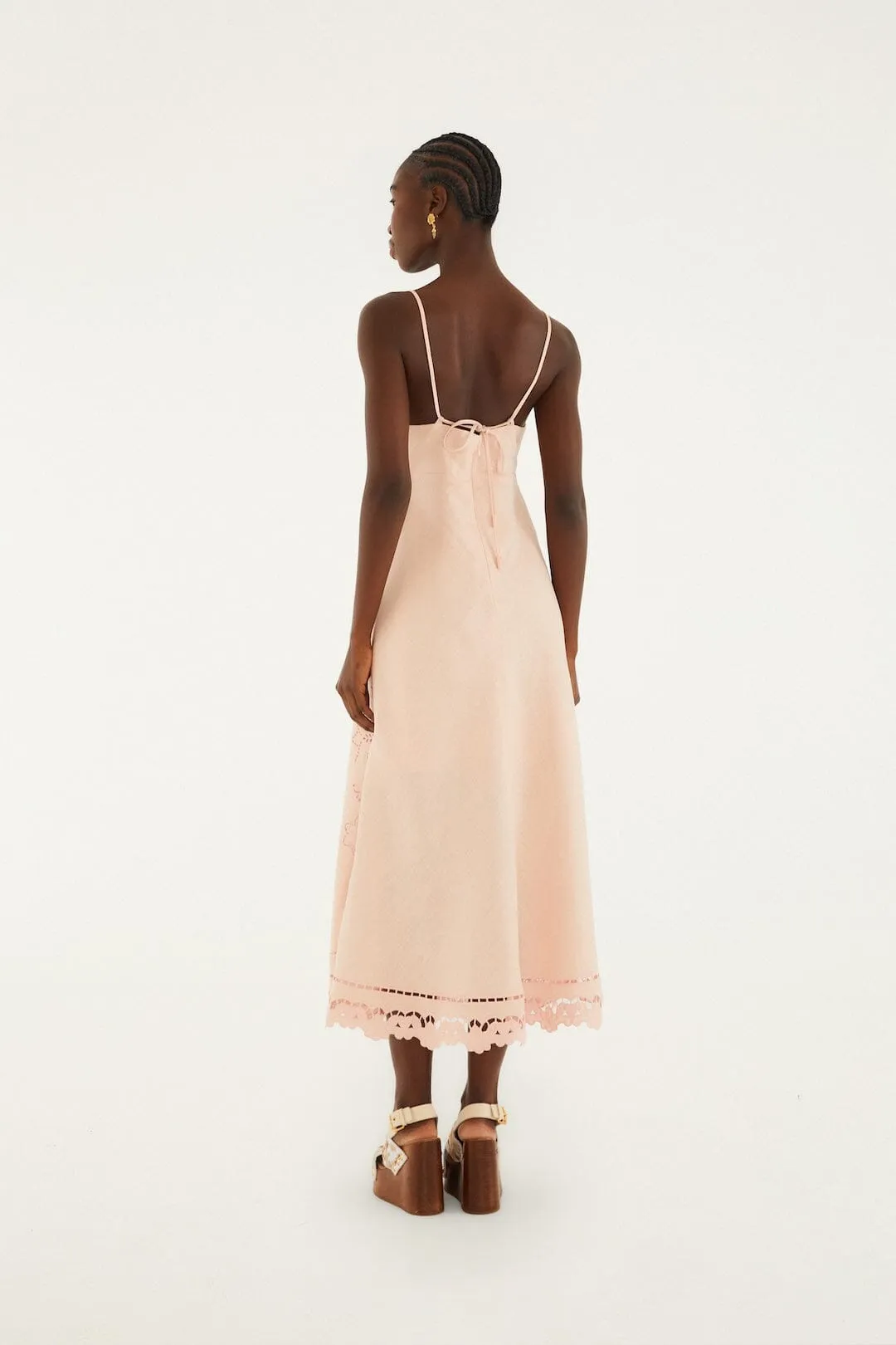 Pink Richelieu Euroflax Premium Linen Slip Midi Dress sold by FARM Rio product image thumbnail 3