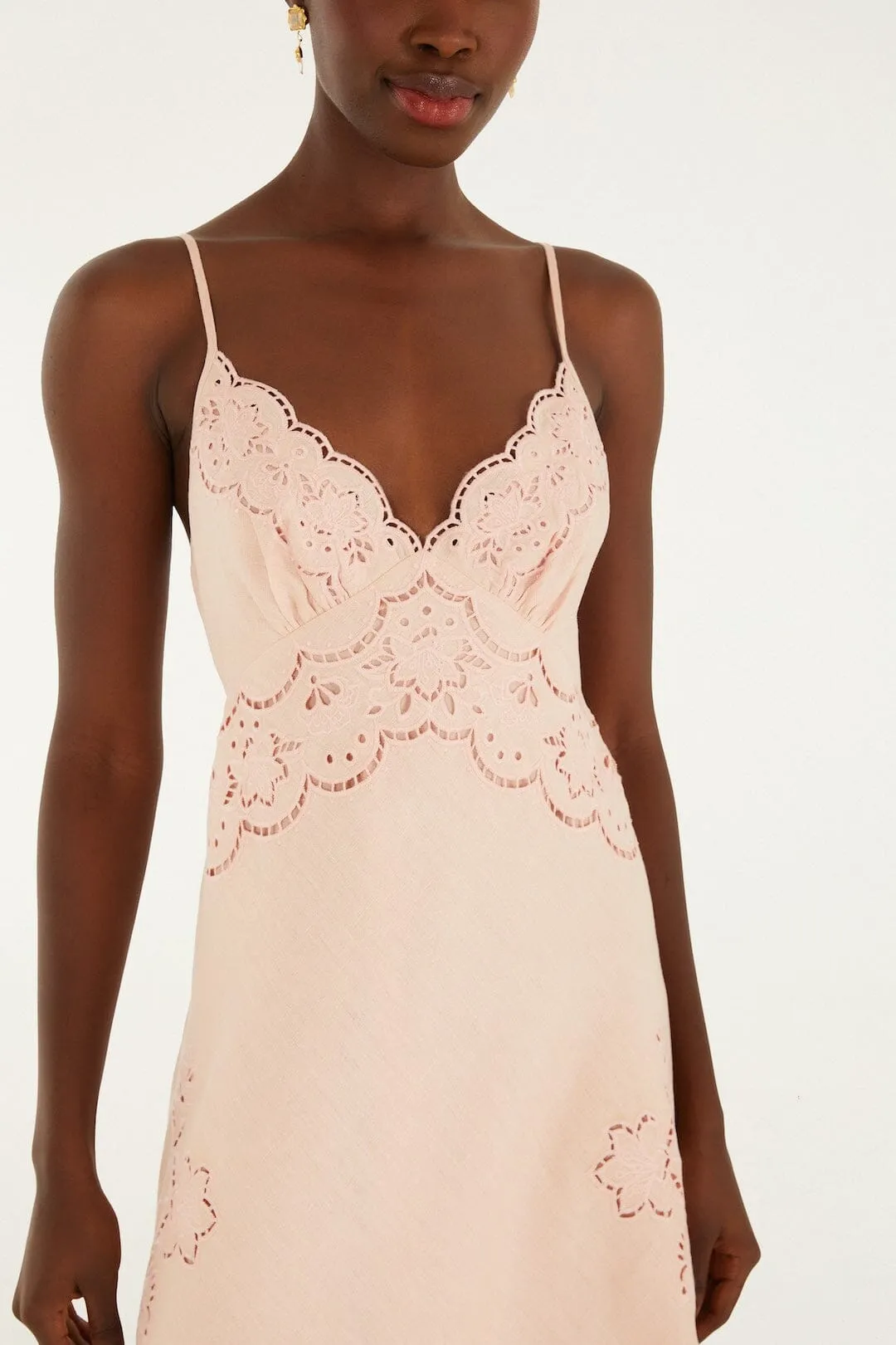 Pink Richelieu Euroflax Premium Linen Slip Midi Dress sold by FARM Rio product image thumbnail 2