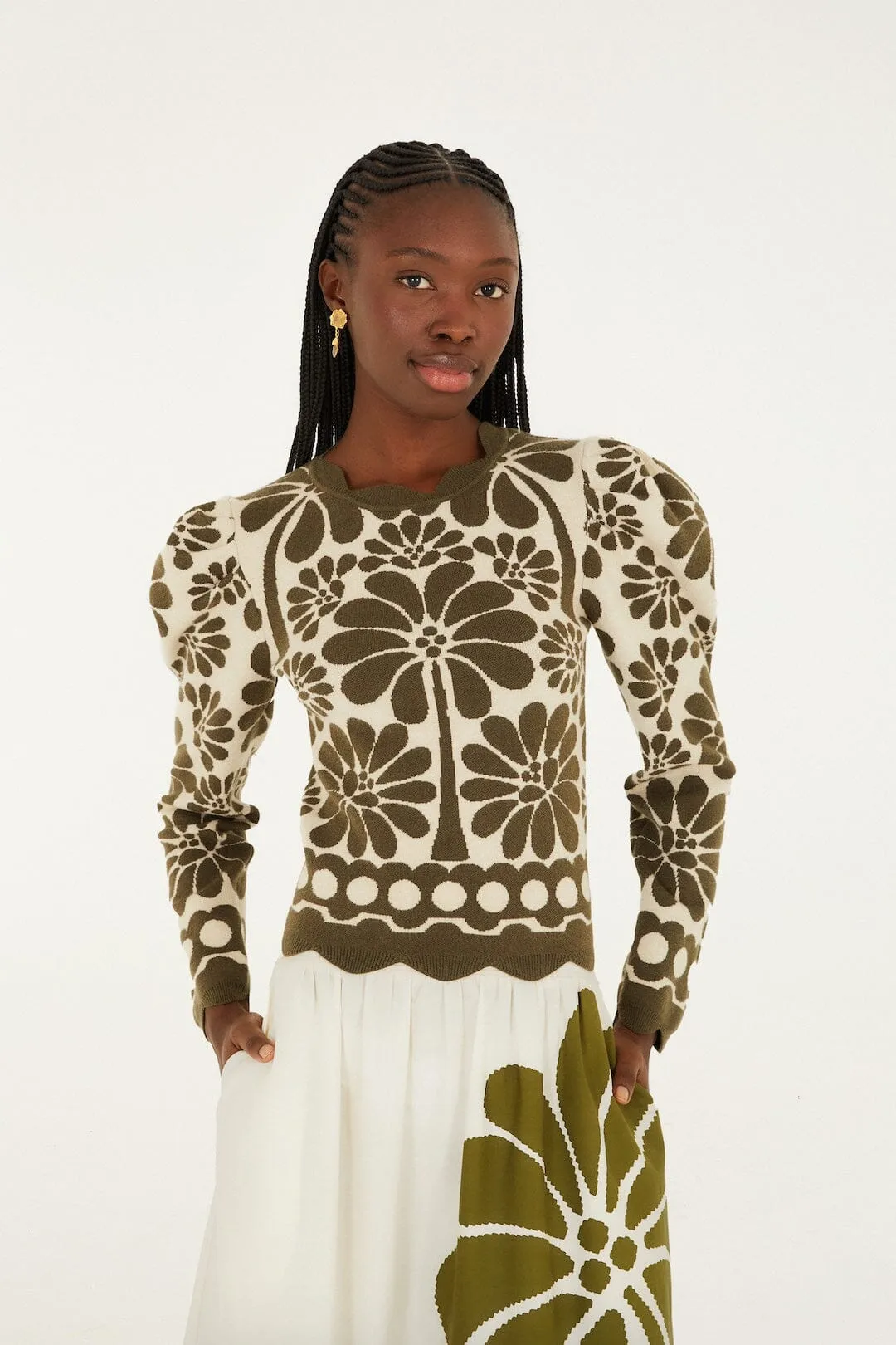 Green Palermo Puff Sleeve Knit Top sold by FARM Rio product image thumbnail 2