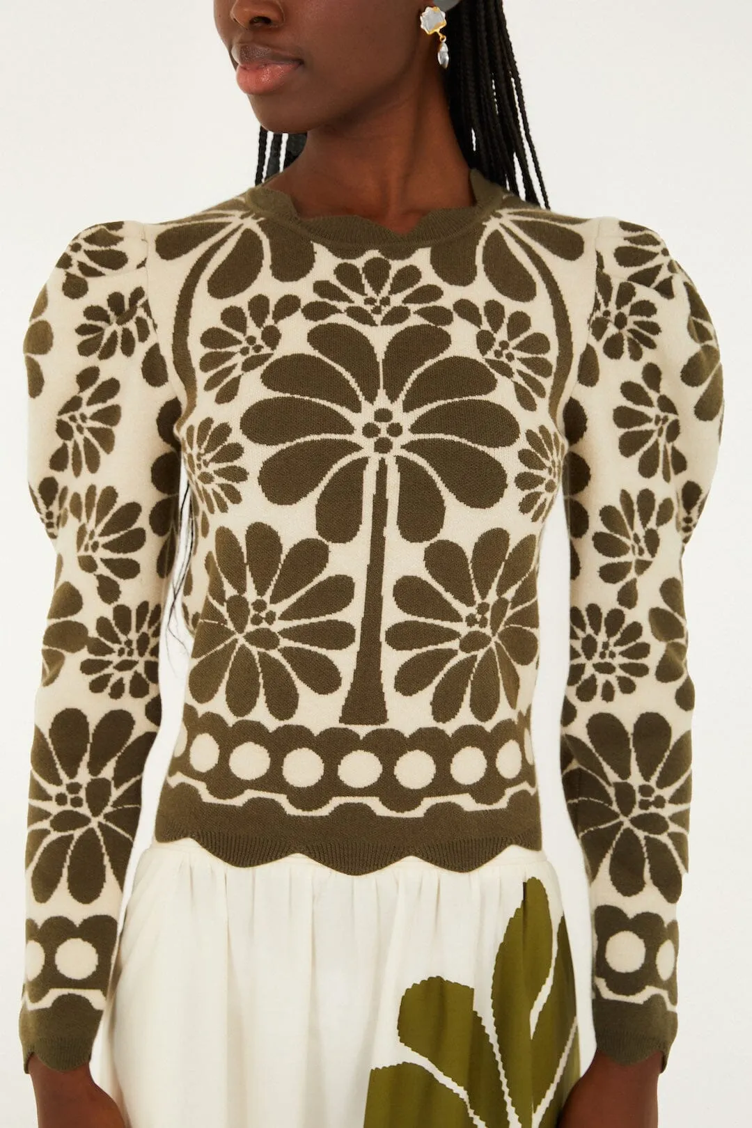 Green Palermo Puff Sleeve Knit Top sold by FARM Rio