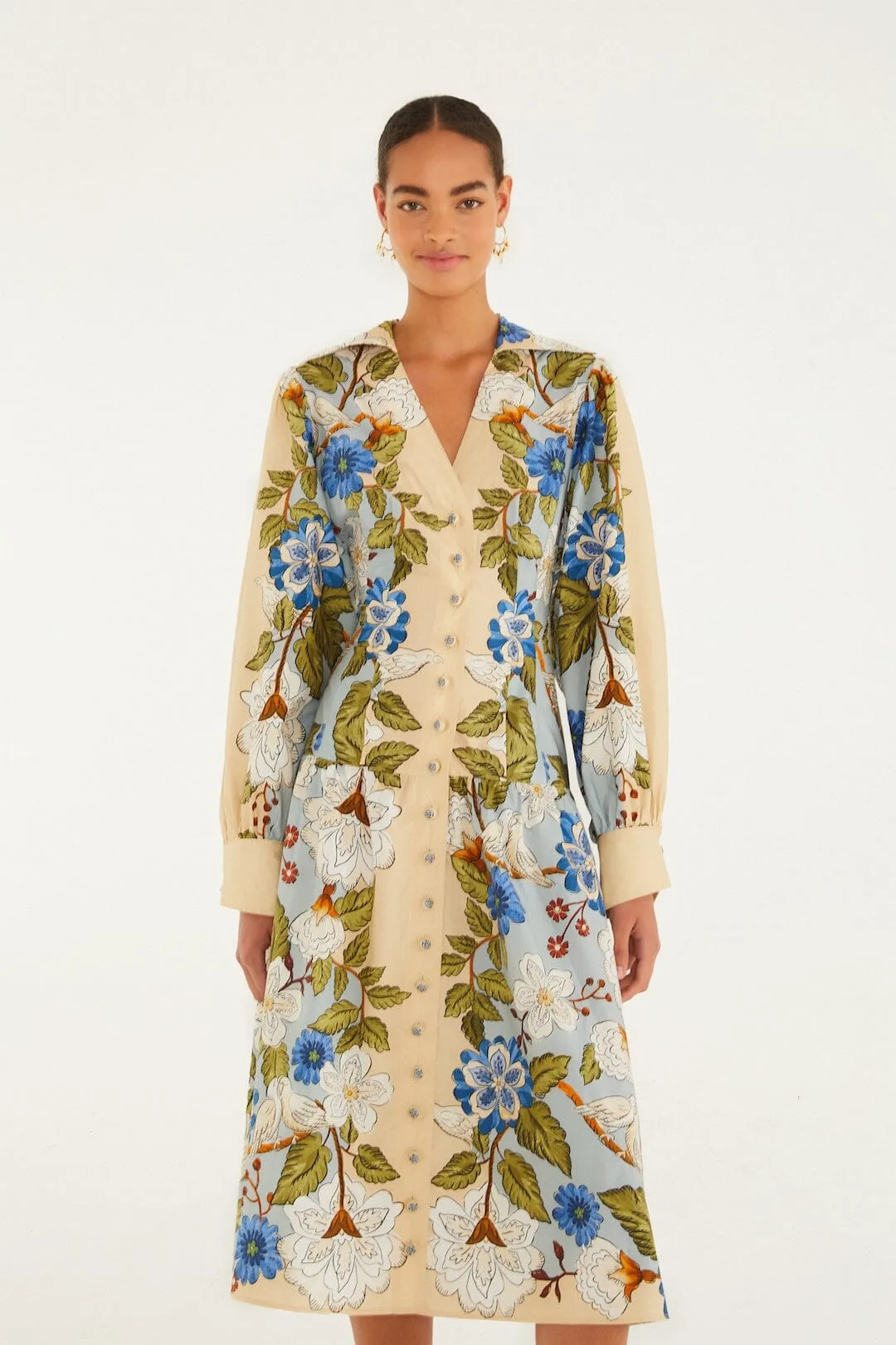 Sand Garden Scarf Long Sleeve Organic Cotton Midi Dress sold by FARM Rio product image thumbnail 4