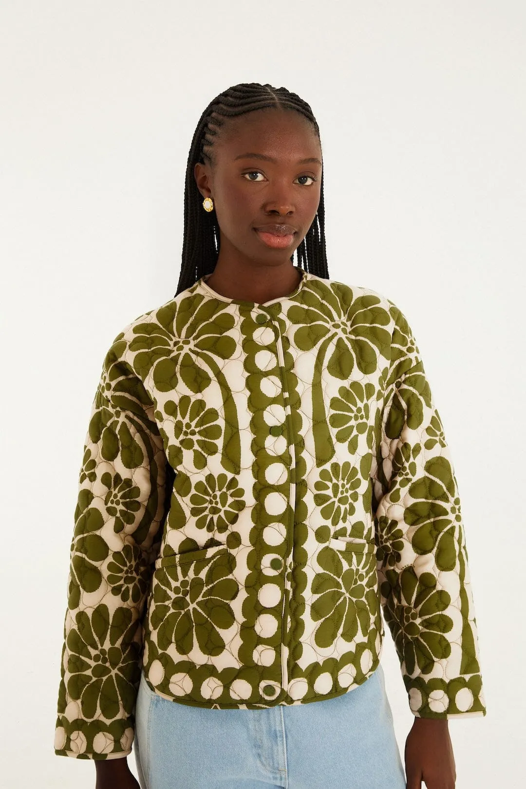 Green Palermo Pockets Quilted Jacket sold by FARM Rio