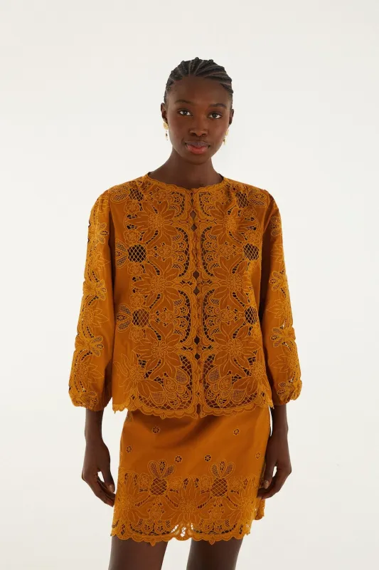 Camel Richelieu Long Sleeve Blouse sold by FARM Rio
