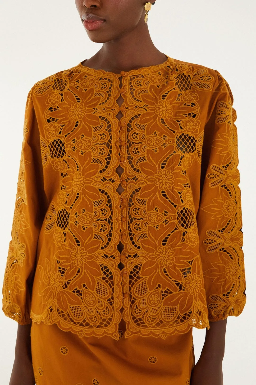 Camel Richelieu Long Sleeve Blouse sold by FARM Rio product image thumbnail 2