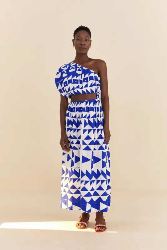 Off-White Pitta Tiles One-Shoulder Maxi Dress sold by FARM Rio