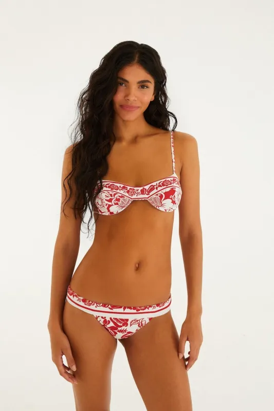 Red Cashew And Birds Low Waist Bikini Bottom sold by FARM Rio