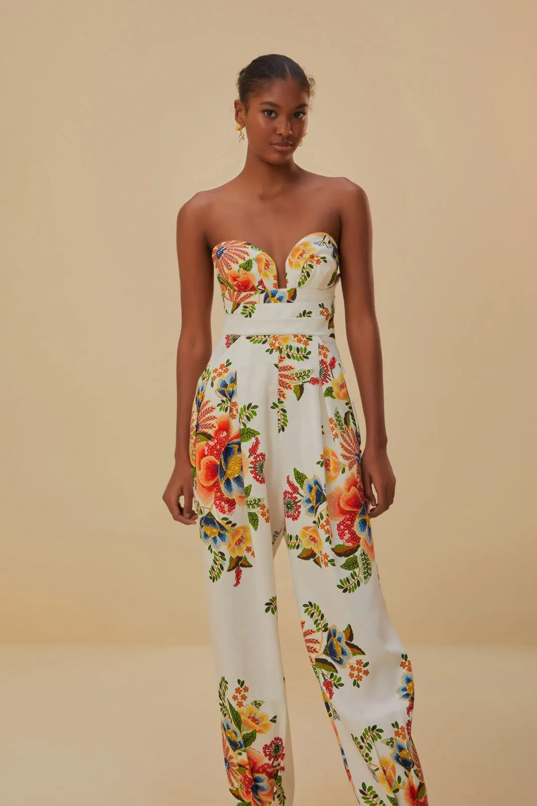 White Delicate Garden Strapless Jumpsuit sold by FARM Rio product image thumbnail 2