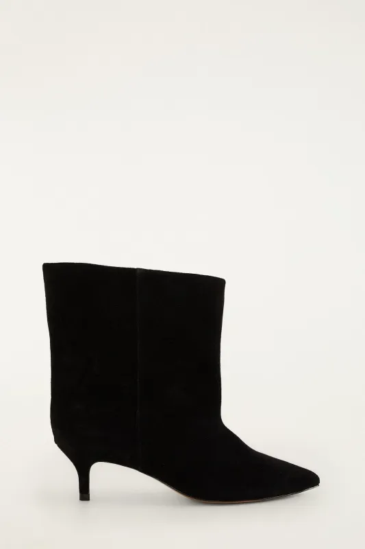 Black Suede Heeled Ankle Boot sold by FARM Rio