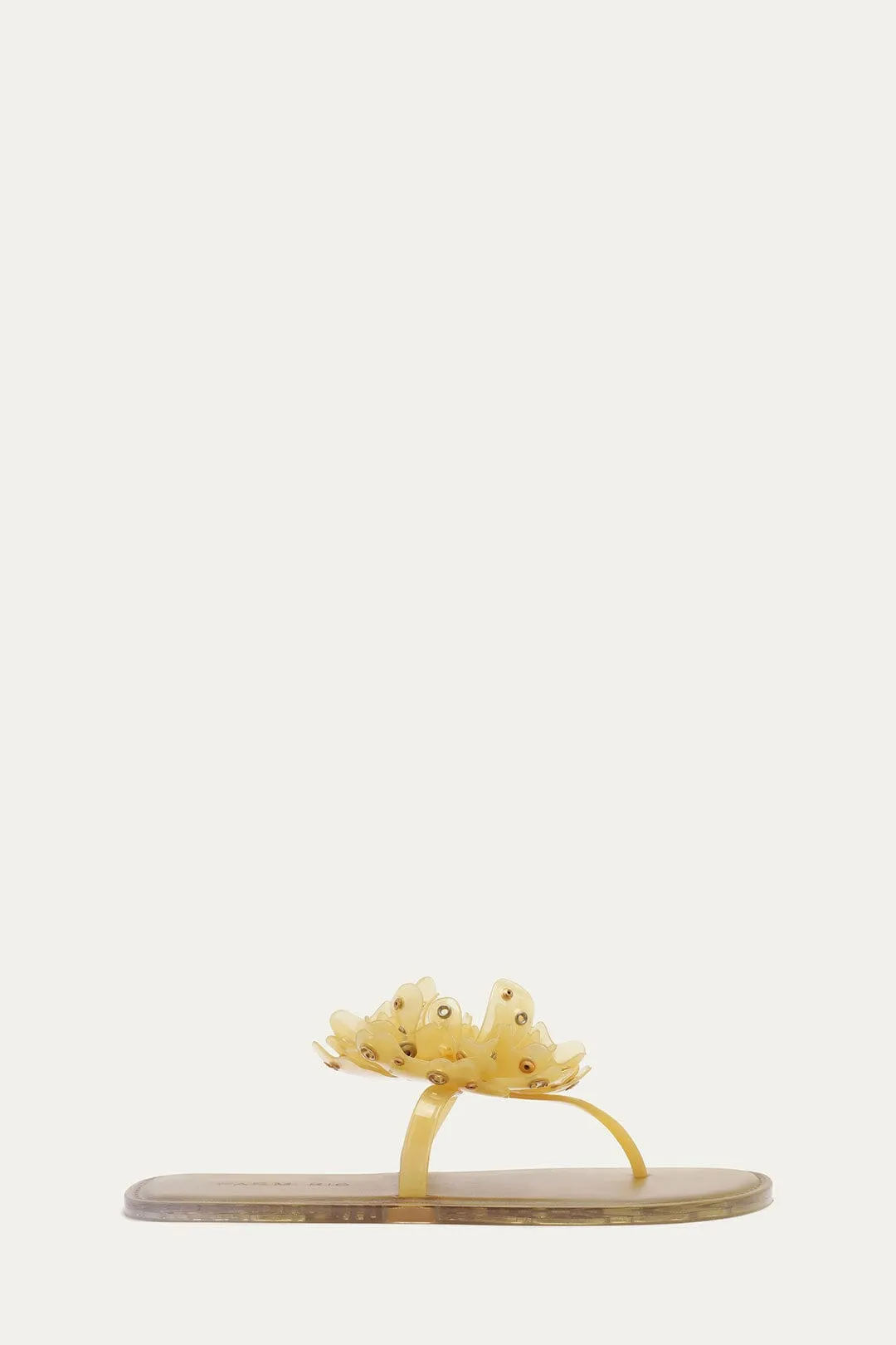 Yellow Studded Flower Jelly Flat Sandal sold by FARM Rio