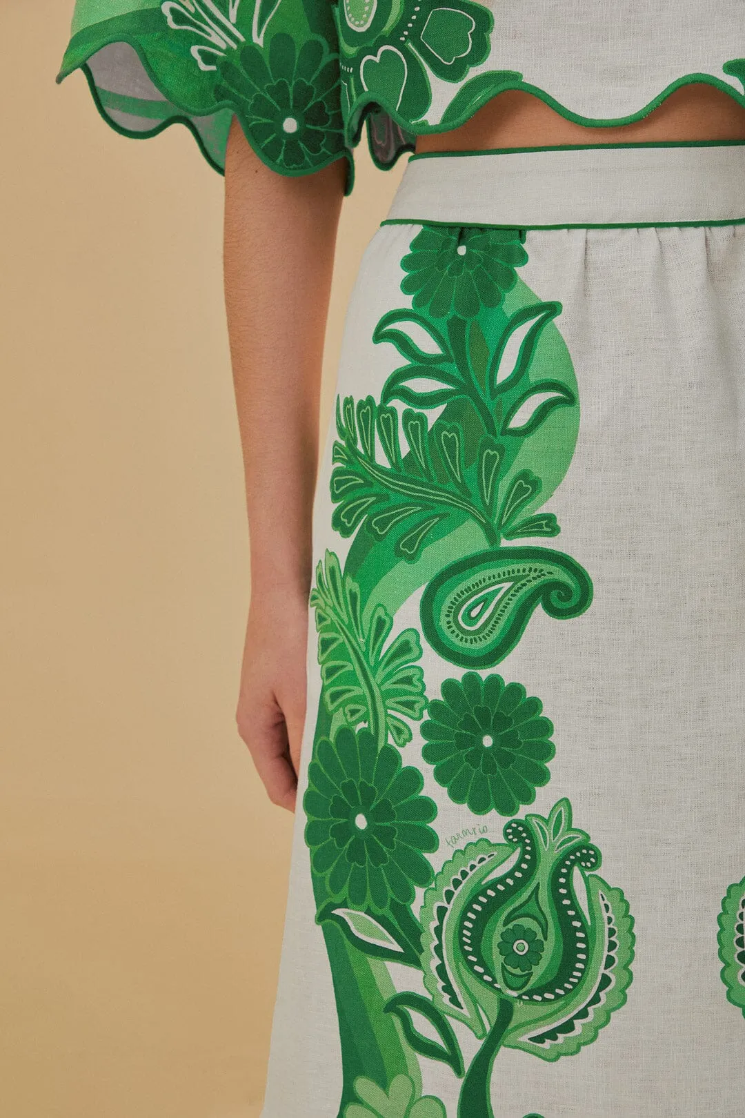 Green Color Festival Euroflax™ Midi Skirt sold by FARM Rio product image thumbnail 5