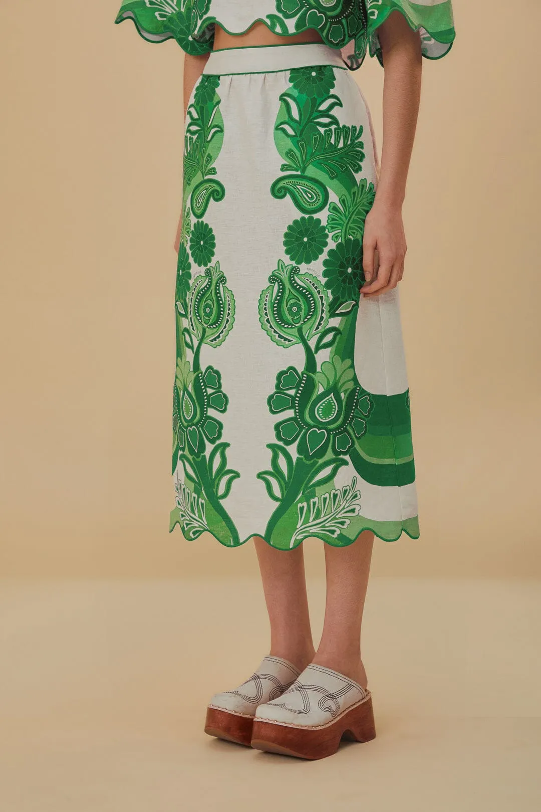 Green Color Festival Euroflax™ Midi Skirt sold by FARM Rio product image thumbnail 2