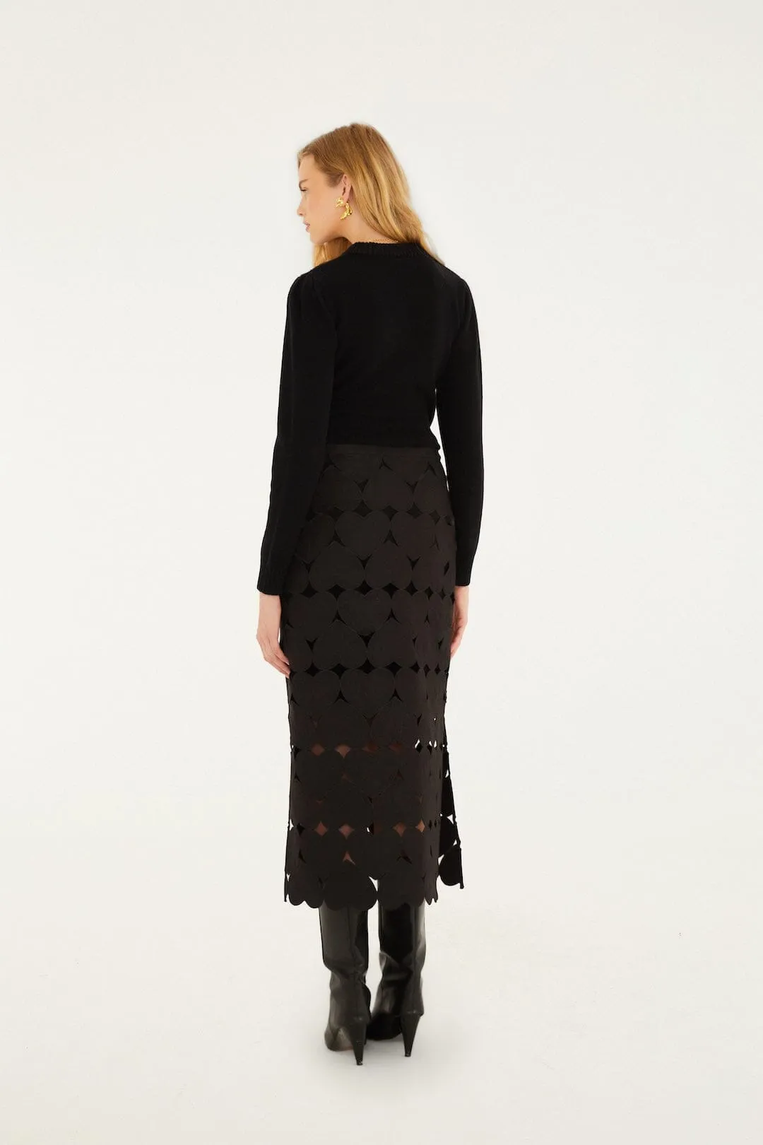 Black Hearts Midi Skirt sold by FARM Rio product image thumbnail 3