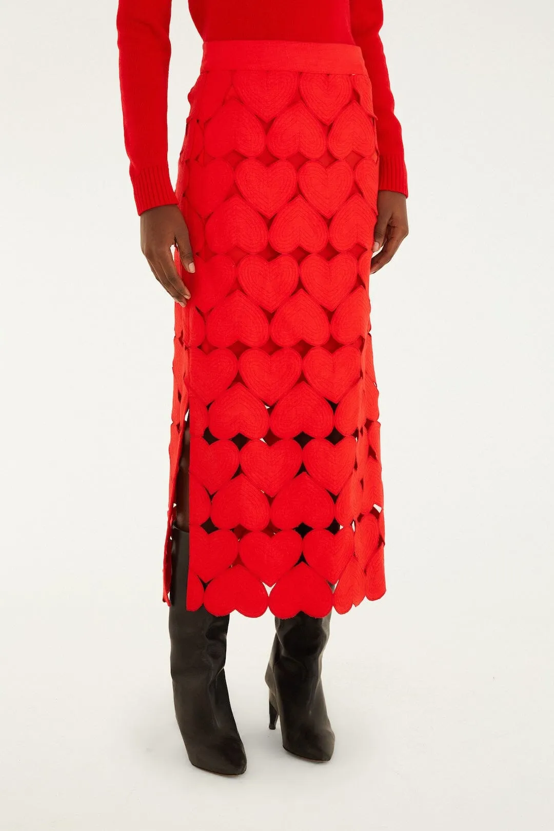 Red Hearts Euroflax Premium Linen Midi Skirt sold by FARM Rio product image thumbnail 2