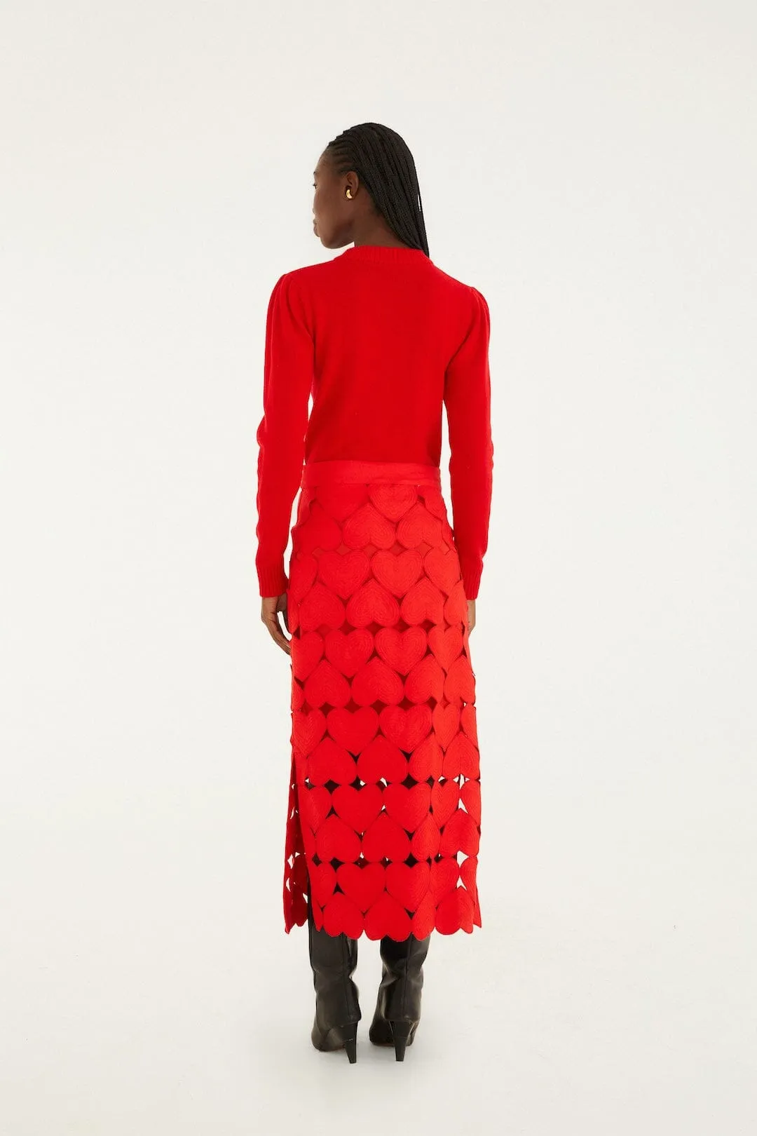 Red Hearts Euroflax Premium Linen Midi Skirt sold by FARM Rio product image thumbnail 3