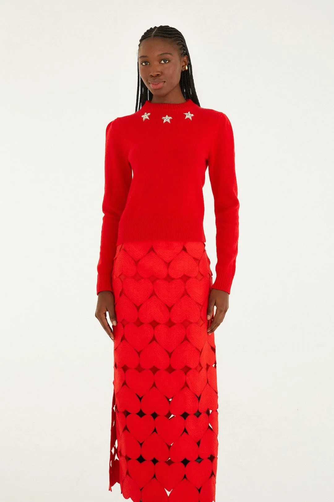 Red Hearts Euroflax Premium Linen Midi Skirt sold by FARM Rio product image thumbnail 4