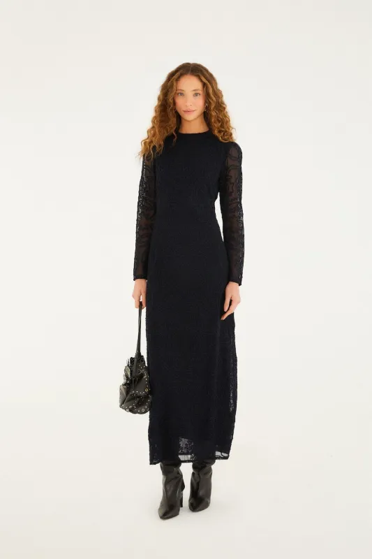 Black Embroidered Sheer Sleeve Maxi Dress sold by FARM Rio
