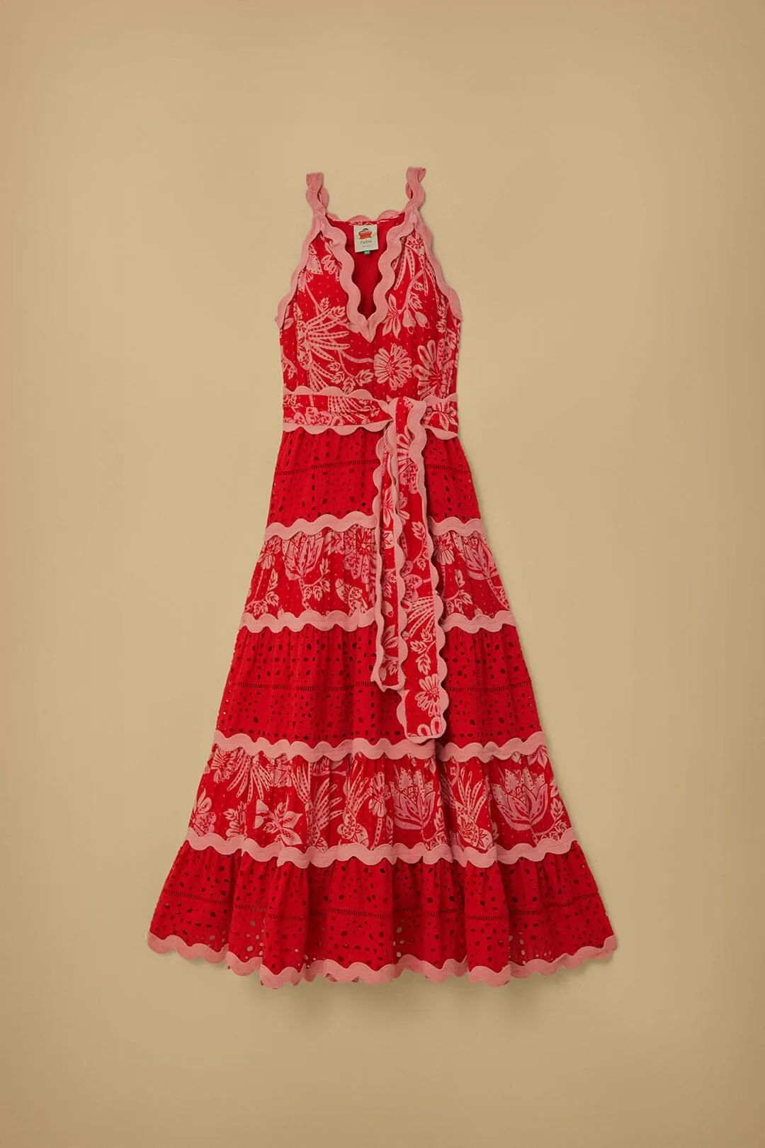 Flowerful Birds Red Mix Midi Dress sold by FARM Rio product image thumbnail 4