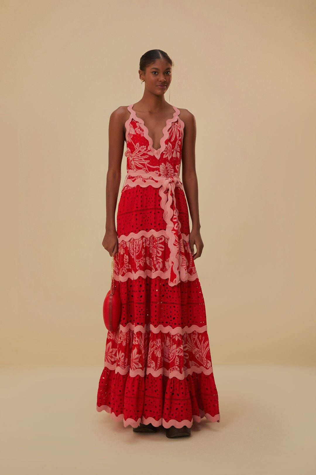 Flowerful Birds Red Mix Maxi Dress sold by FARM Rio