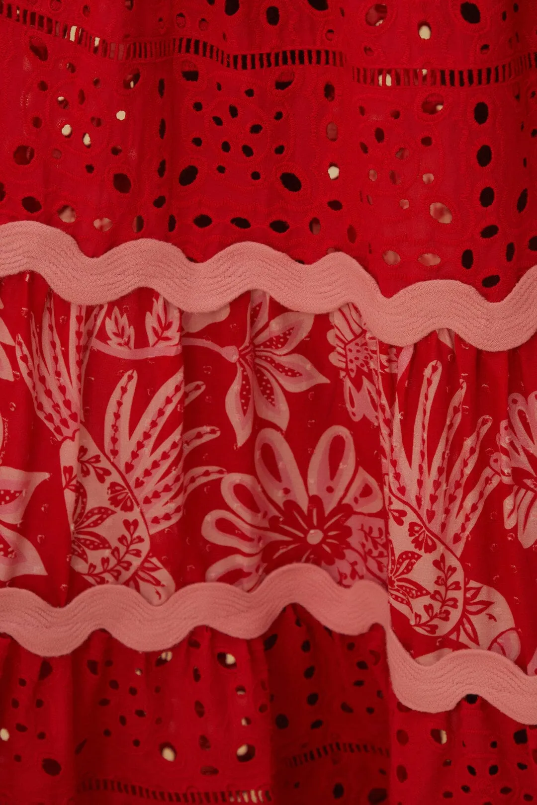 Flowerful Birds Red Mix Midi Dress sold by FARM Rio product image thumbnail 3