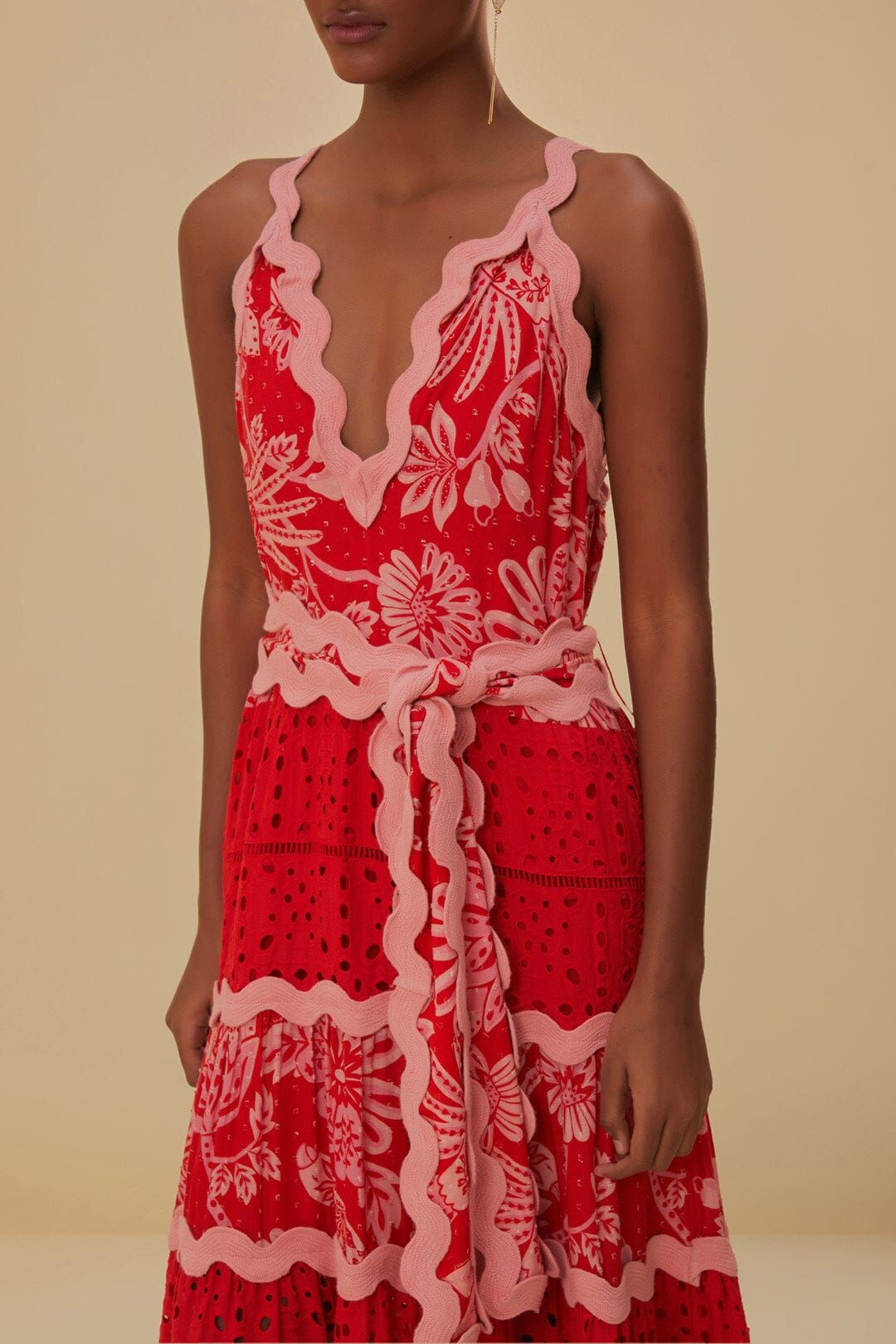 Flowerful Birds Red Mix Maxi Dress sold by FARM Rio product image thumbnail 3