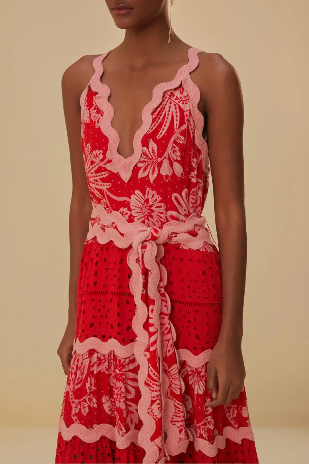 Flowerful Birds Red Mix Midi Dress sold by FARM Rio product image thumbnail 2