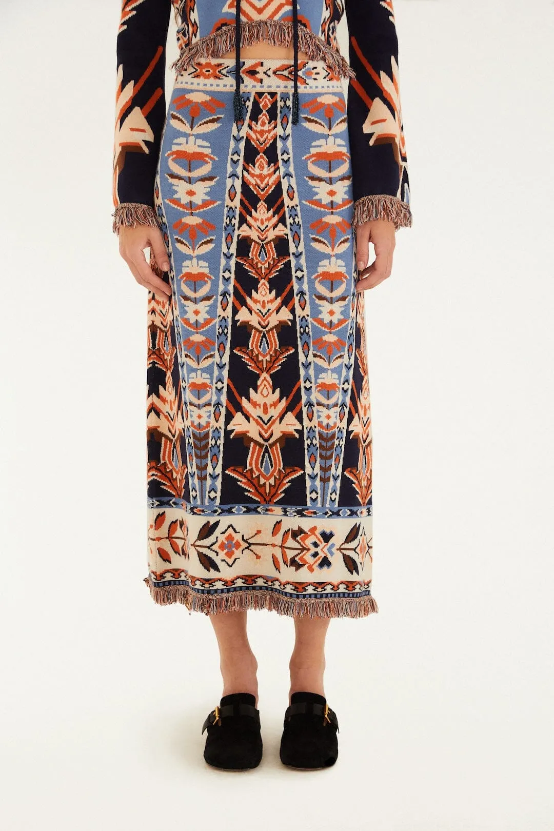 Multicolor Tapestry Fringes Knit Skirt sold by FARM Rio product image thumbnail 2