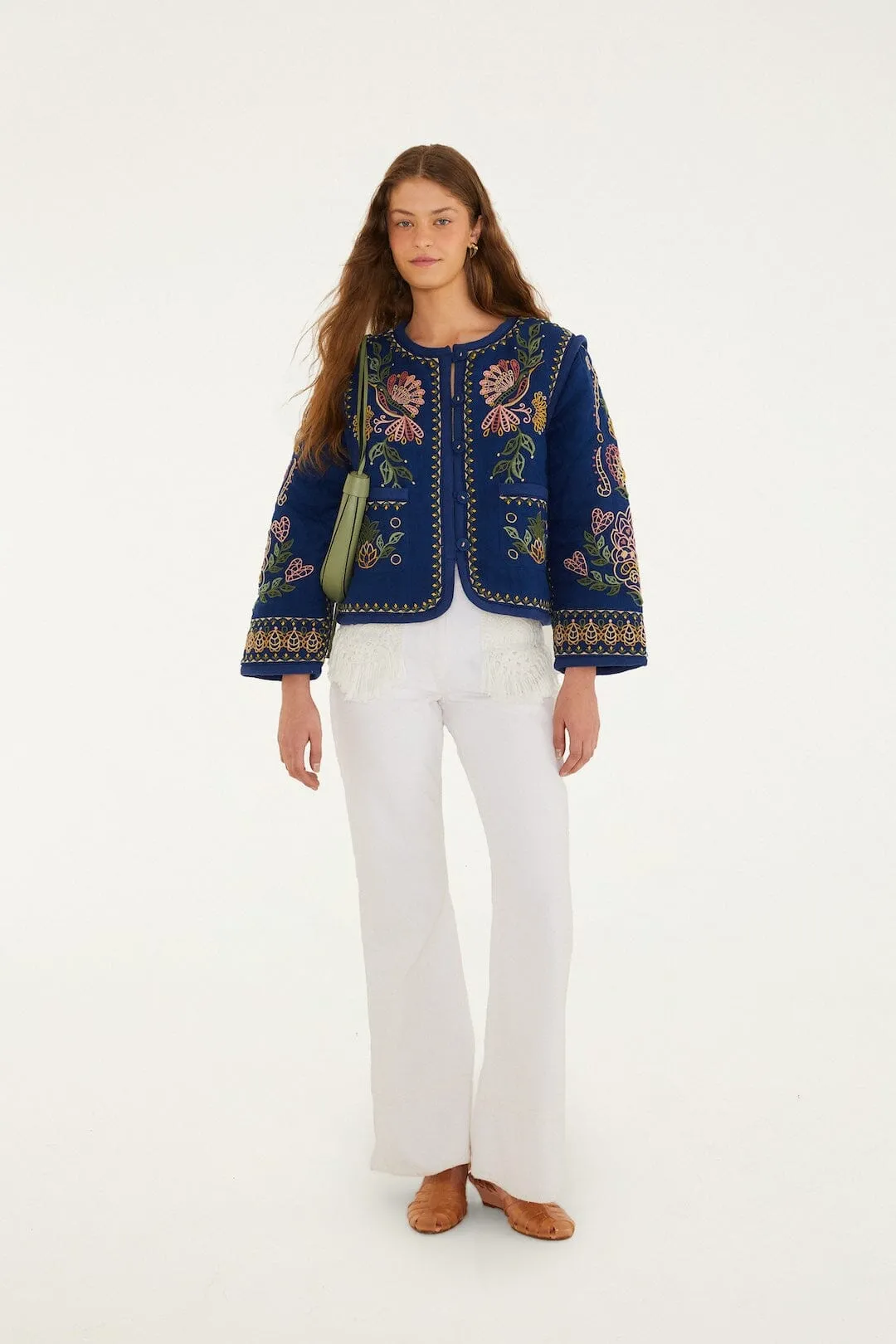 Dark Blue Embroidered Pockets Richelieu Jacket sold by FARM Rio product image thumbnail 4