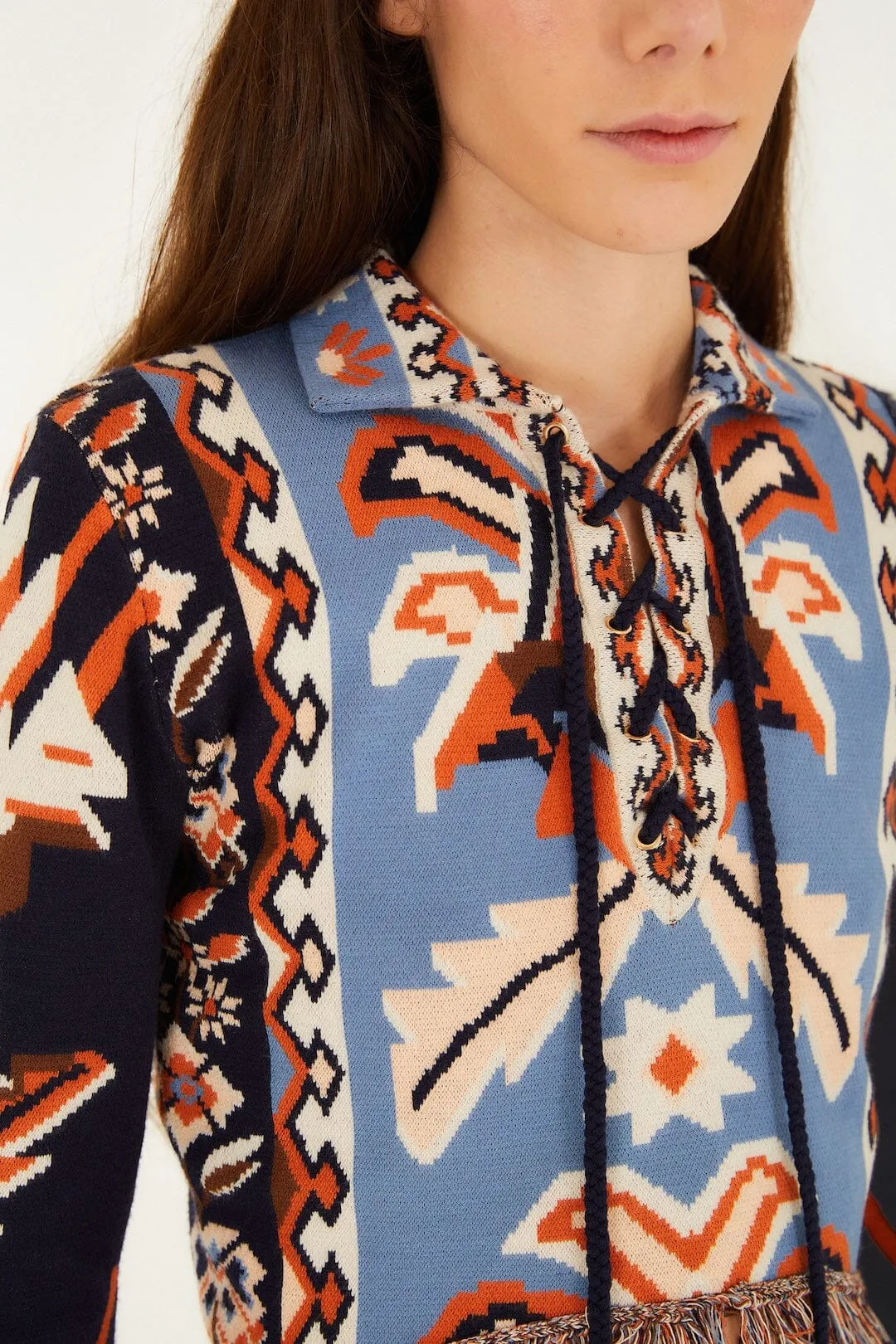 Multicolor Tapestry Fringes Knit Top sold by FARM Rio product image thumbnail 2