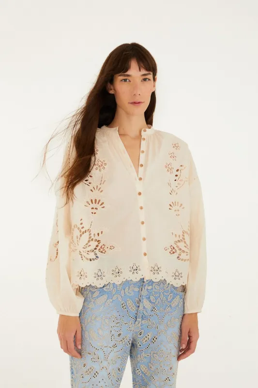 Soft Pink Artisanal Long Sleeve Blouse made by FARM Rio