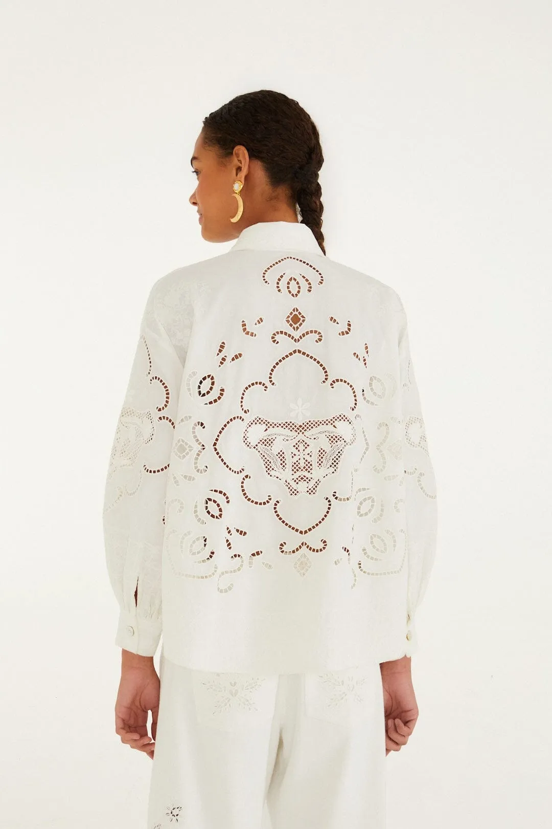 Off-White Embroidered Flowers Richelieu Shirt sold by FARM Rio product image thumbnail 4