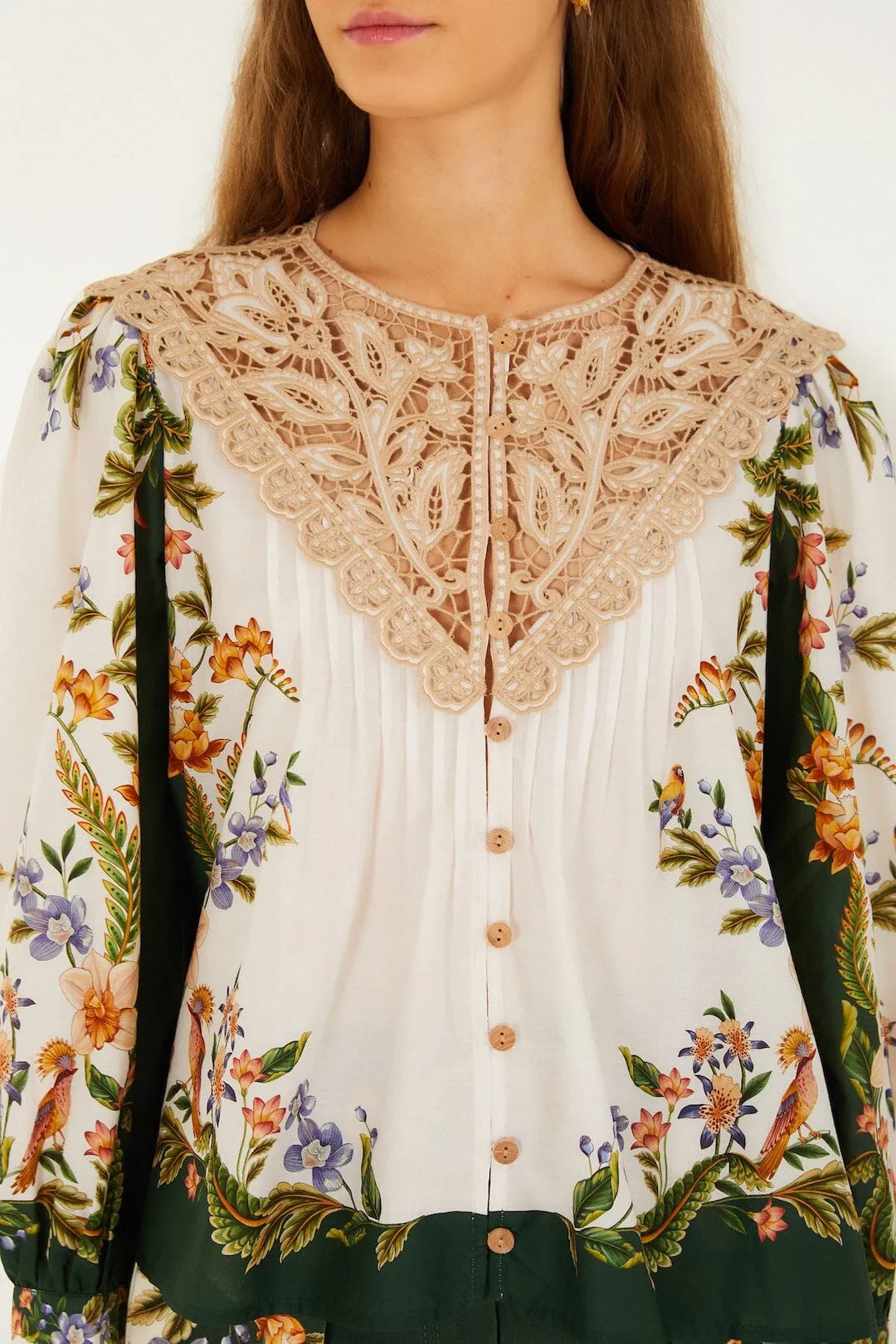 Sand Nature Lace Long Sleeve Blouse sold by FARM Rio product image thumbnail 2