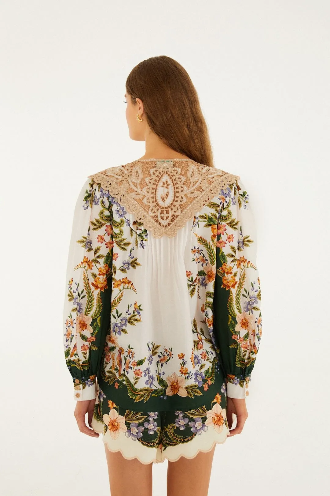 Sand Nature Lace Long Sleeve Blouse sold by FARM Rio product image thumbnail 3