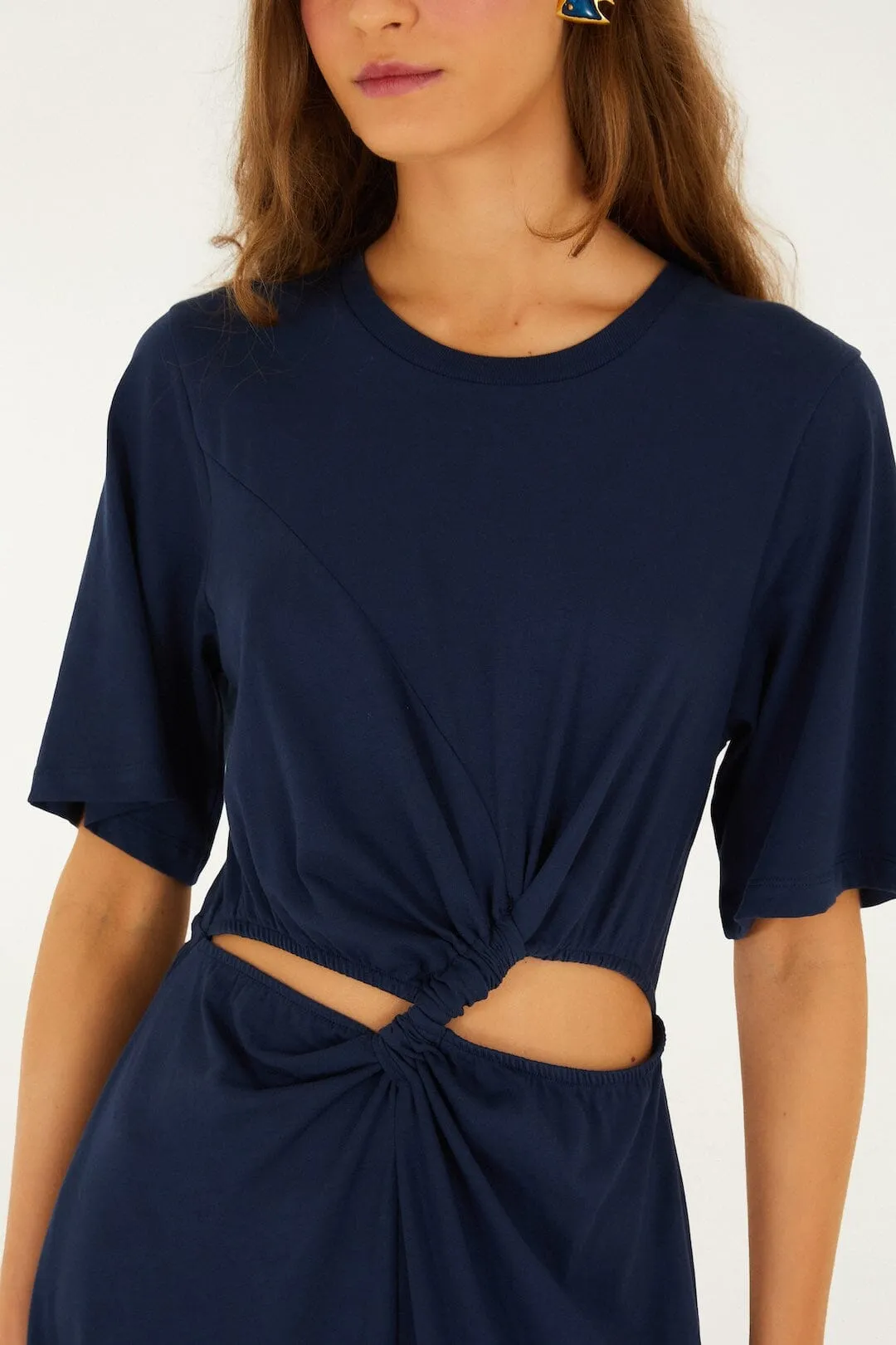 Dark Blue Cut-Out Short Sleeve Maxi Dress sold by FARM Rio product image thumbnail 2