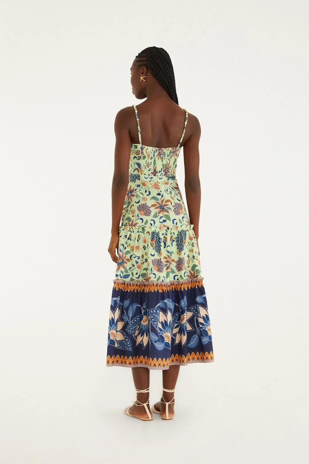 Green Floral Delhi Tapestry Beaded Straps Midi Dress sold by FARM Rio product image thumbnail 3