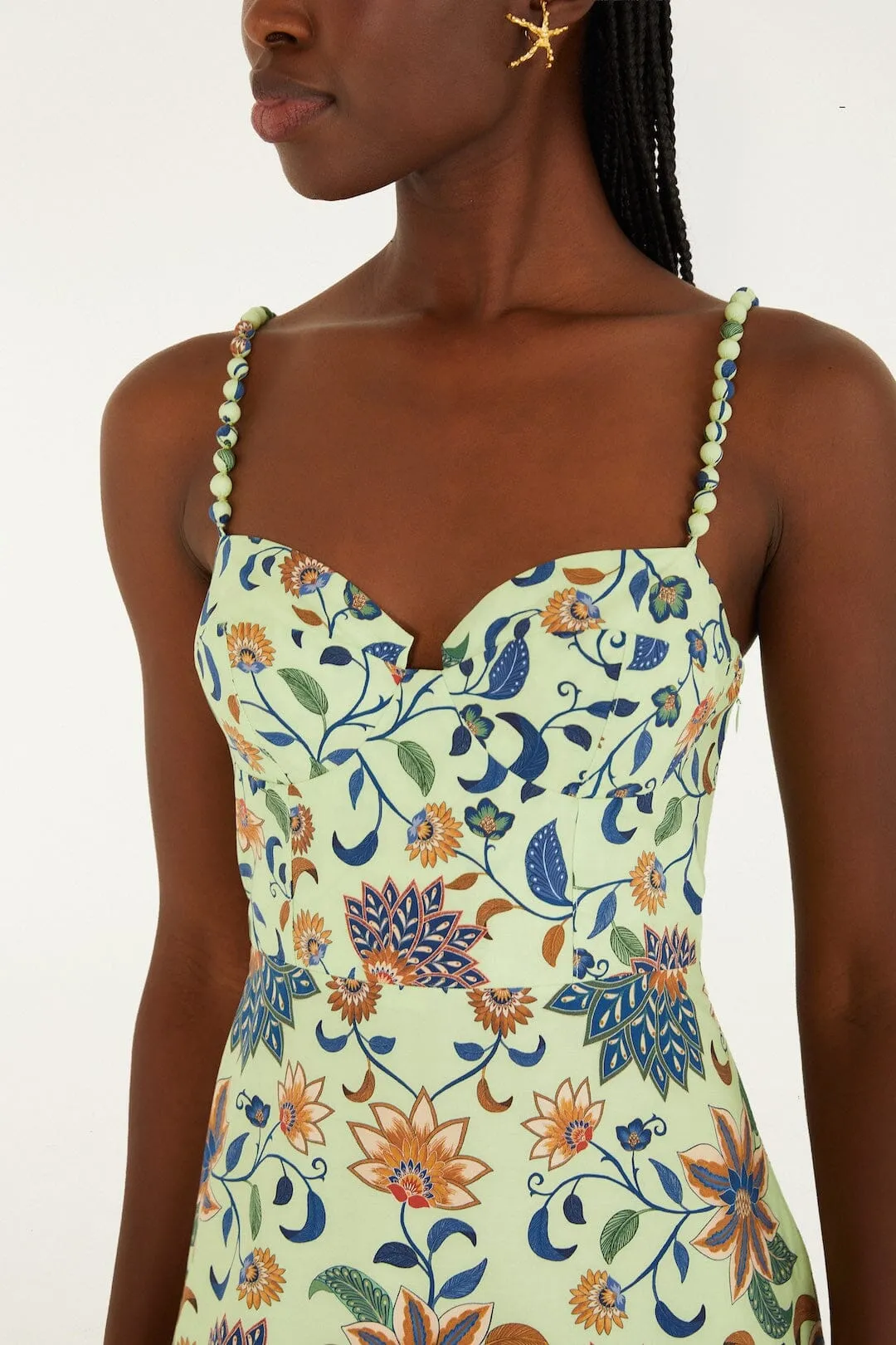 Green Floral Delhi Tapestry Beaded Straps Midi Dress sold by FARM Rio product image thumbnail 2