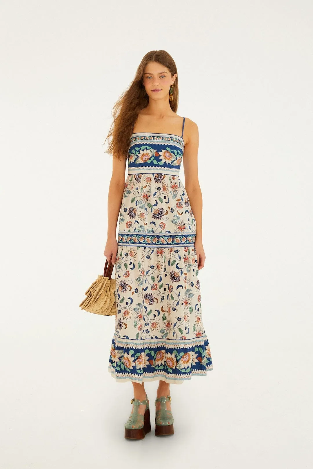 Soft Pink Floral Delhi Tapestry Midi Dress sold by FARM Rio