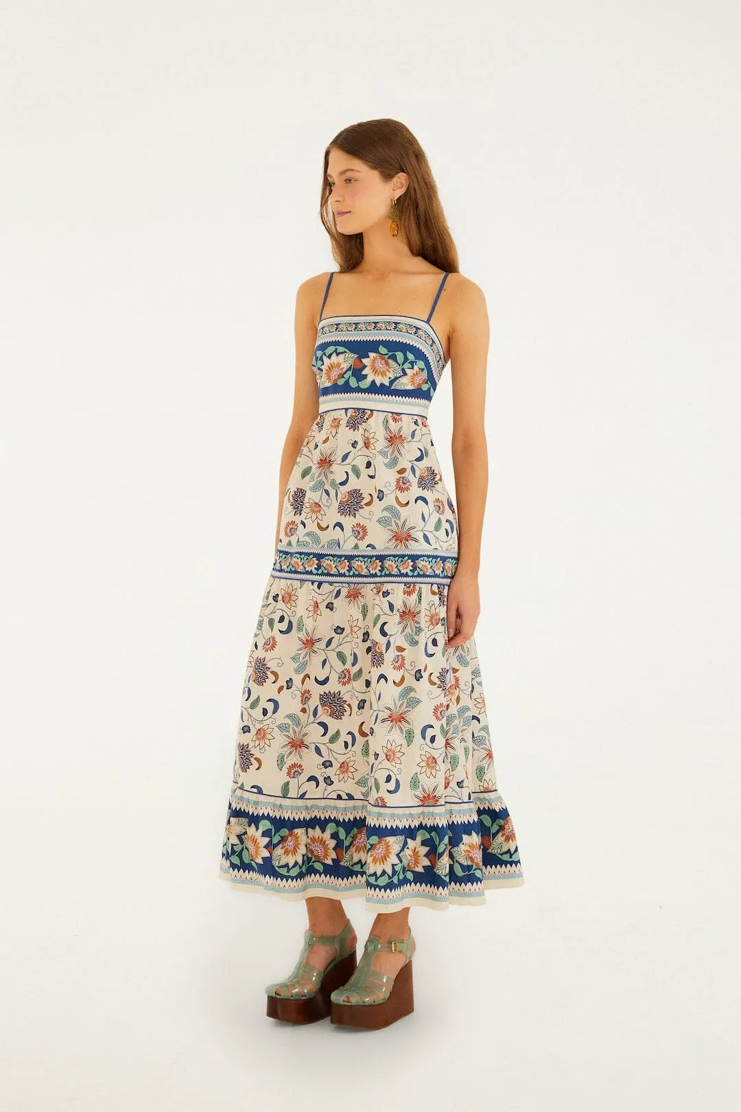 Soft Pink Floral Delhi Tapestry Midi Dress sold by FARM Rio product image thumbnail 4