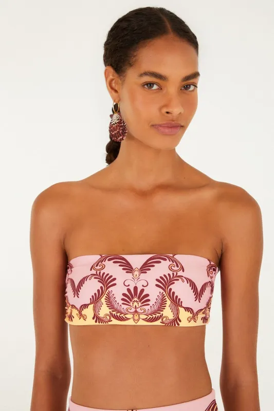Soft Yellow Arabesc Bandeau Bikini Top sold by FARM Rio