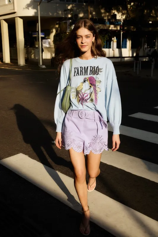 Blue Love Birds Embroidered Sweater sold by FARM Rio