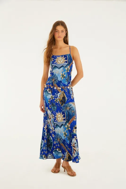Blue Mystical Lenzing Ecovero Viscose Maxi Dress sold by FARM Rio