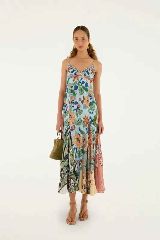 Light Blue Floral Delhi Sleeveless Maxi Dress sold by FARM Rio