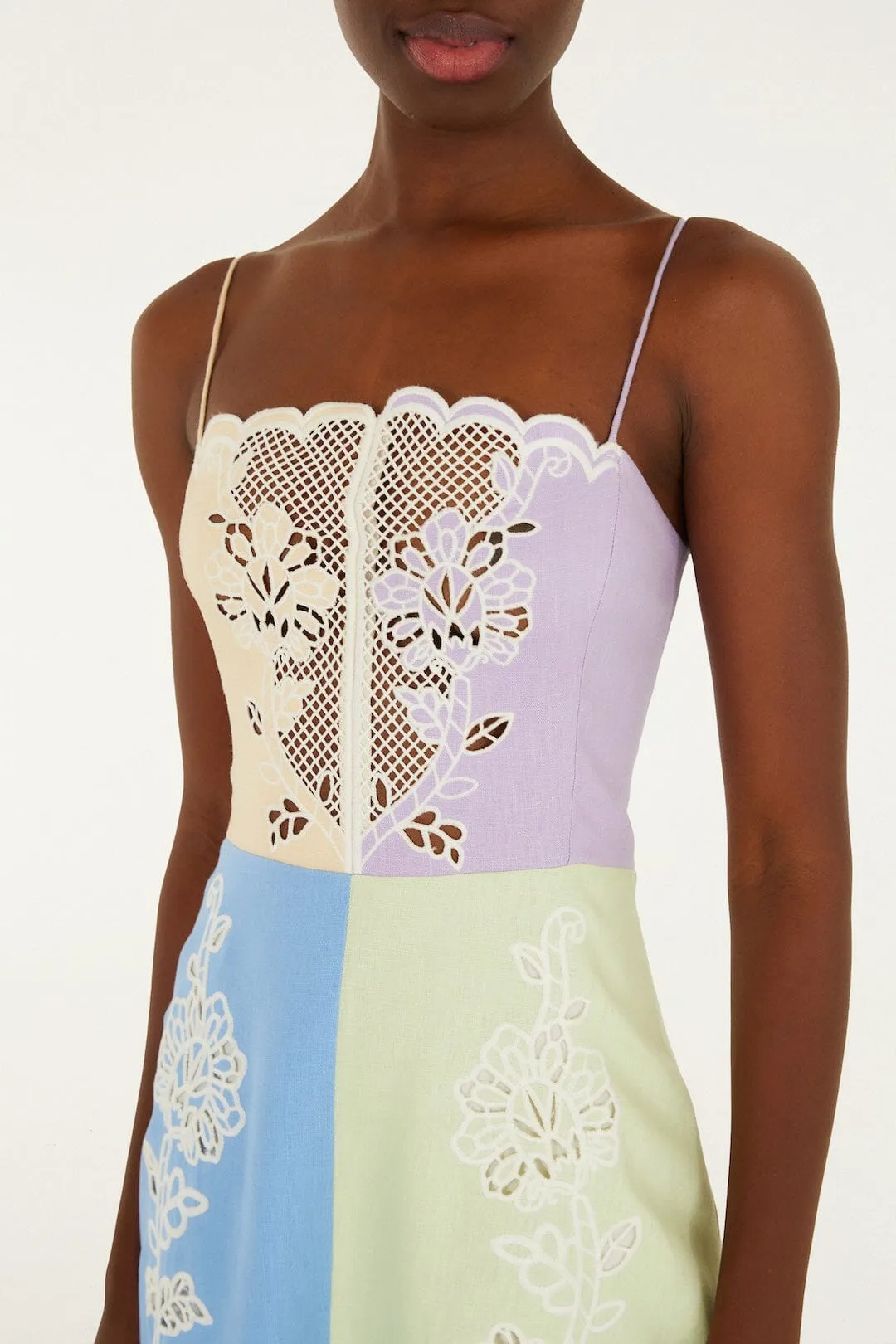 Multicolor Embroidered Euroflax Premium Linen Midi Dress sold by FARM Rio product image thumbnail 2