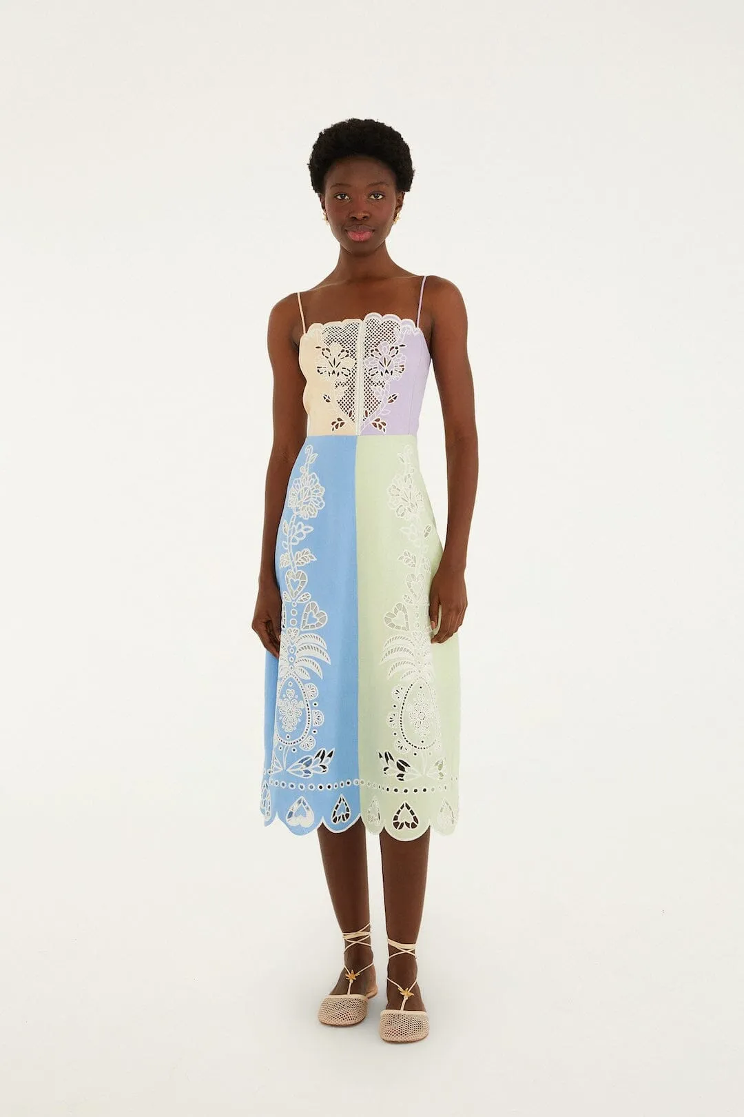 Multicolor Embroidered Euroflax Premium Linen Midi Dress sold by FARM Rio